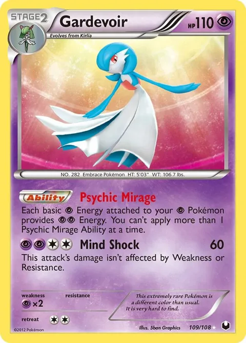 Gardevoir #109/108 Holofoil Pokémon card from Dark Explorers