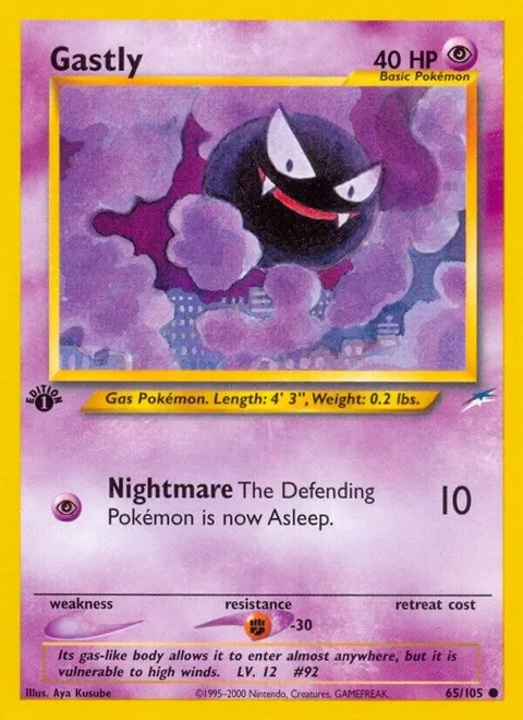 Gastly #065/105 1st Edition Pokémon card from Neo Destiny