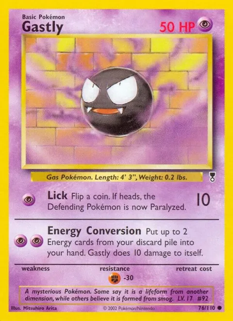 Gastly #076/110 Reverse Holofoil Pokémon card from Legendary Collection