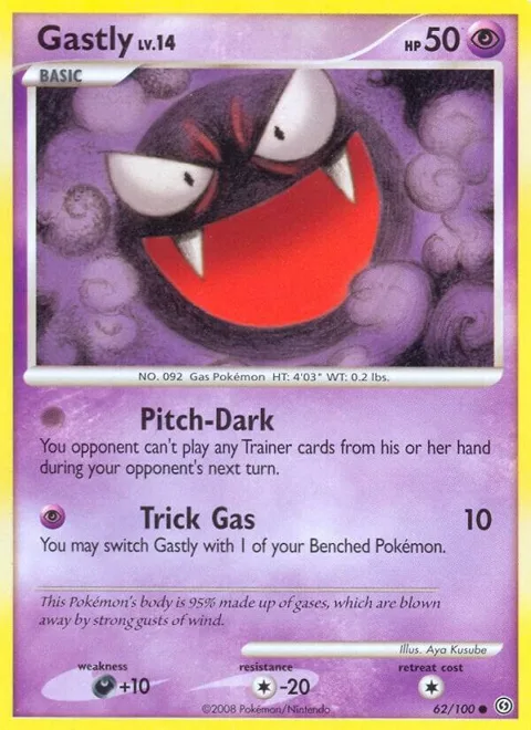 Gastly #62/100 Pokémon card from Stormfront