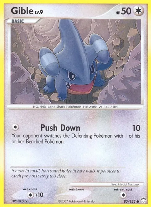 Gible #85/123 Pokémon card from Mysterious Treasures
