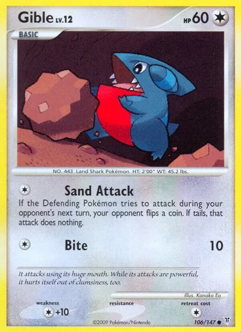 Gible #106 Reverse Holofoil Pokémon card from Supreme Victors