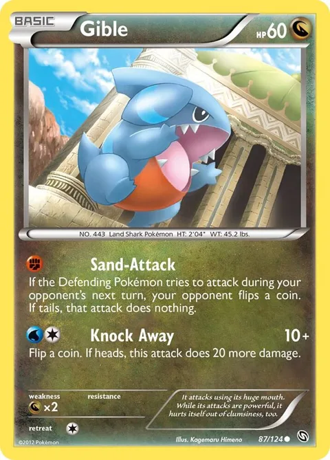 Gible 87 #87/124 Reverse Holofoil Pokémon card from Dragons Exalted