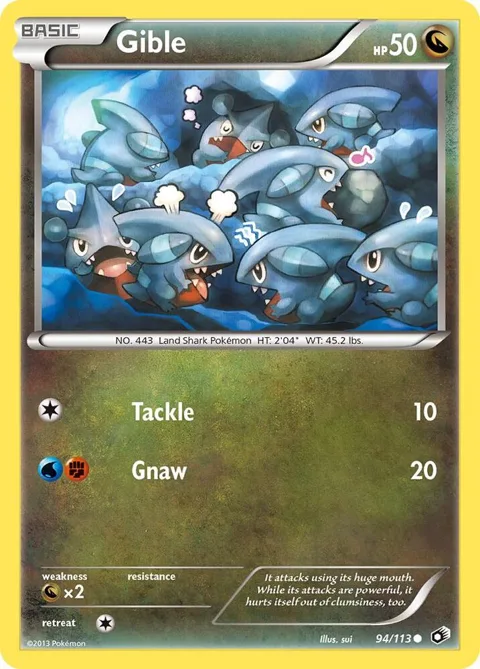 Gible #94/113 Reverse Holofoil Pokémon card from Legendary Treasures