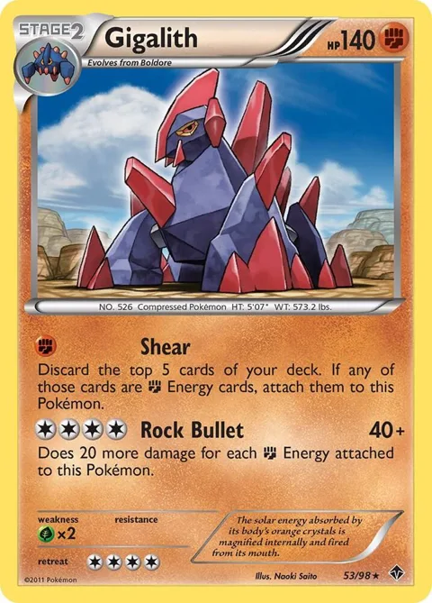 Gigalith #53/98 Reverse Holofoil Pokémon card from Emerging Powers