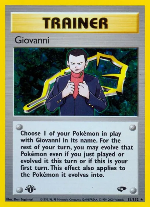 Giovanni 18 #018/132 1st Edition Holofoil Pokémon card from Gym Challenge