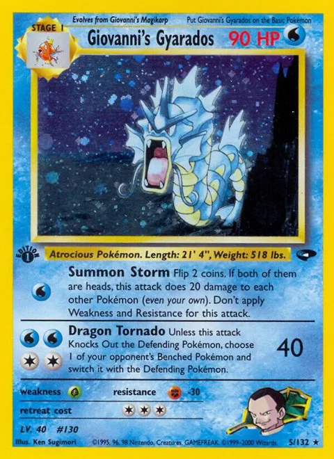 Giovanni's Gyarados #005/132 1st Edition Holofoil Pokémon card from Gym Challenge