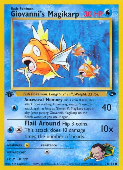 Giovanni's Magikarp #073/132 1st Edition Pokémon card from Gym Challenge