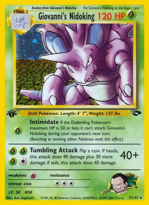 Giovanni's Nidoking #007/132 Unlimited Holofoil Pokémon card from Gym Challenge