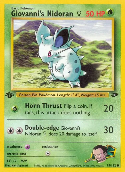 Giovanni's Nidoran F #075/132 1st Edition Pokémon card from Gym Challenge