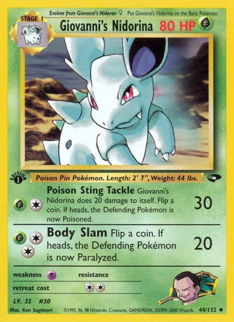 Giovanni's Nidorina #044/132 Unlimited Pokémon card from Gym Challenge