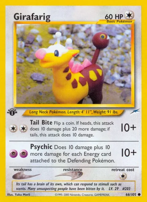 Girafarig #066/105 1st Edition Pokémon card from Neo Destiny