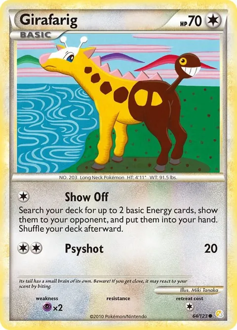 Girafarig #64/123 Reverse Holofoil Pokémon card from HeartGold SoulSilver