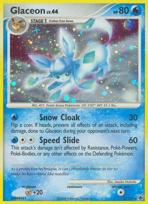 Glaceon 5 #5/100 Holofoil Pokémon card from Majestic Dawn