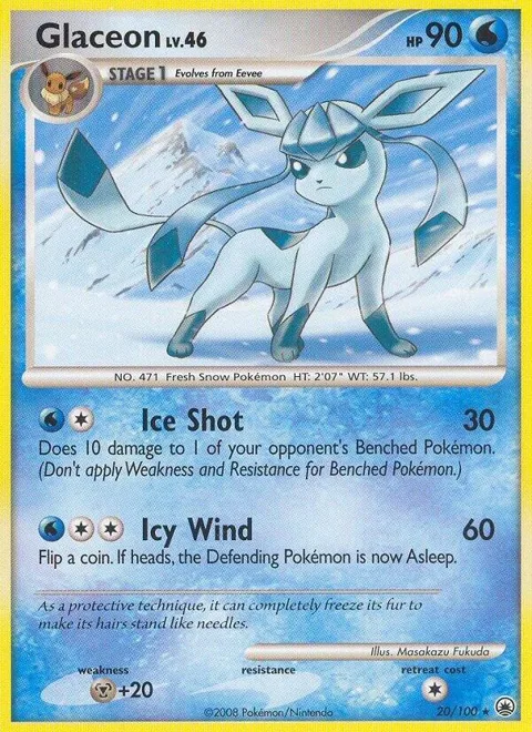 Glaceon 20 #20/100 Reverse Holofoil Pokémon card from Majestic Dawn