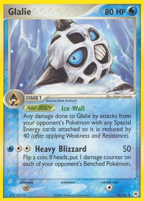 Glalie #34/101 Pokémon card from EX Hidden Legends