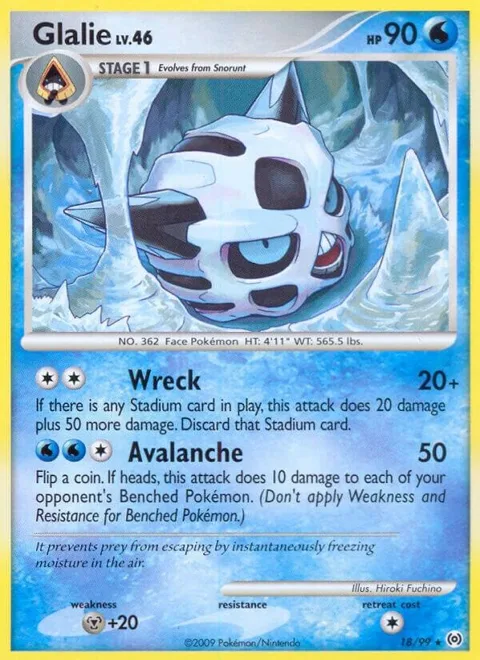 Glalie #18/99 Pokémon card from Arceus