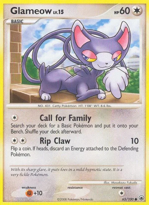 Glameow #65/100 Pokémon card from Majestic Dawn