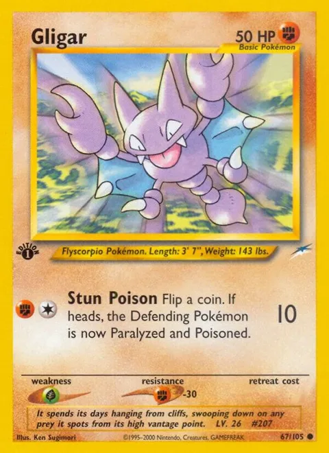 Gligar #067/105 1st Edition Pokémon card from Neo Destiny