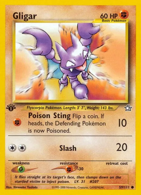 Gligar #059/111 1st Edition Pokémon card from Neo Genesis