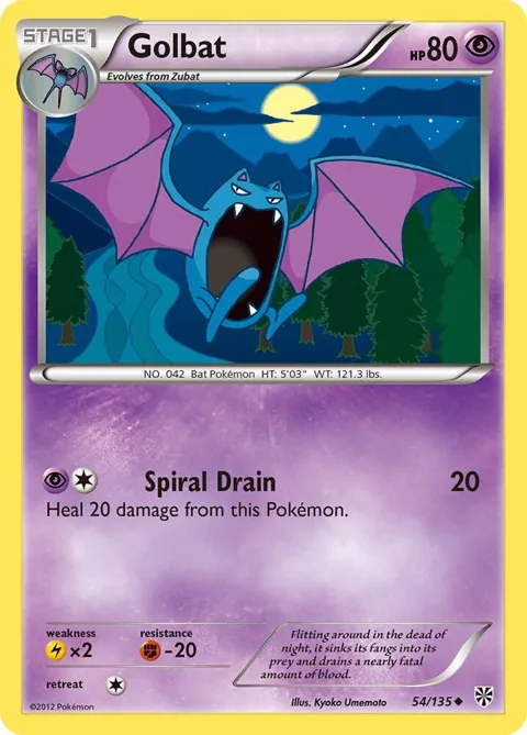 Golbat #54/135 Reverse Holofoil Pokémon card from Plasma Storm