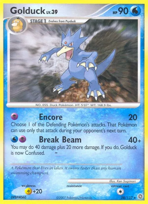 Golduck #28/132 Reverse Holofoil Pokémon card from Secret Wonders