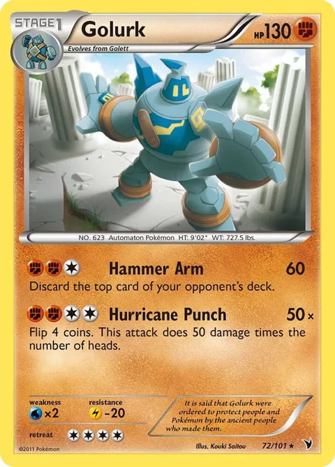 Golurk #72/101 Reverse Holofoil Pokémon card from Noble Victories