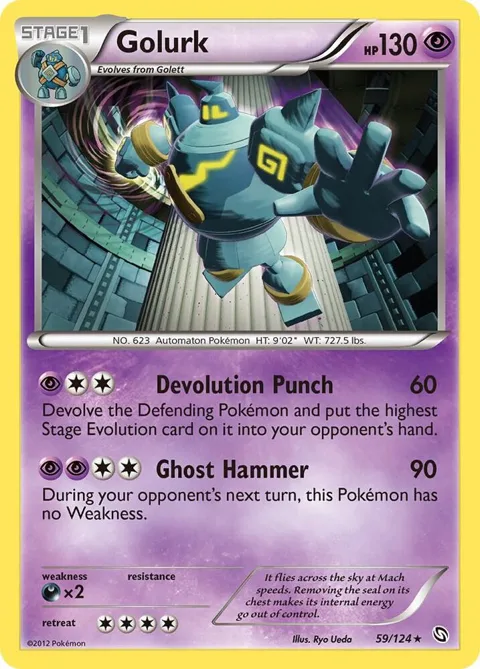Golurk #59/124 Reverse Holofoil Pokémon card from Dragons Exalted
