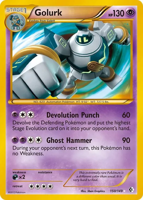 Golurk #150/149 Holofoil Pokémon card from Boundaries Crossed
