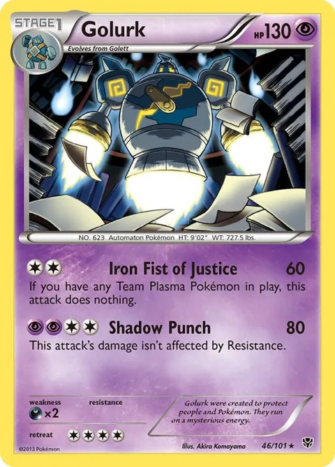 Golurk #46/101 Reverse Holofoil Pokémon card from Plasma Blast
