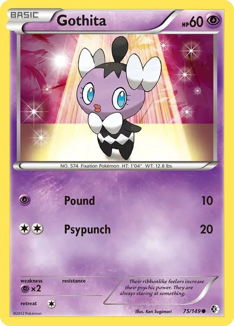 Gothita #75/149 Reverse Holofoil Pokémon card from Boundaries Crossed