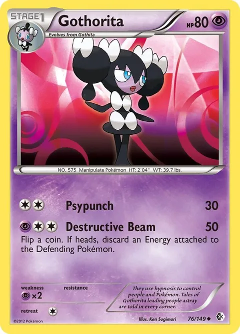 Gothorita #76/149 Reverse Holofoil Pokémon card from Boundaries Crossed