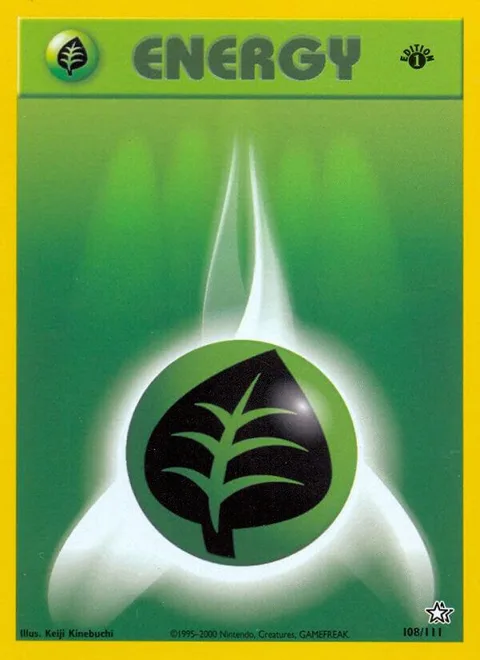 Grass Energy #108/111 1st Edition Pokémon card from Neo Genesis