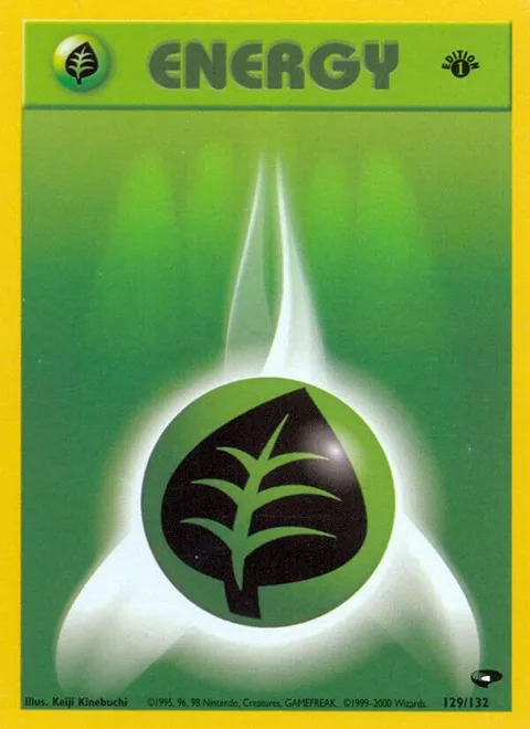 Grass Energy #129/132 1st Edition Pokémon card from Gym Challenge