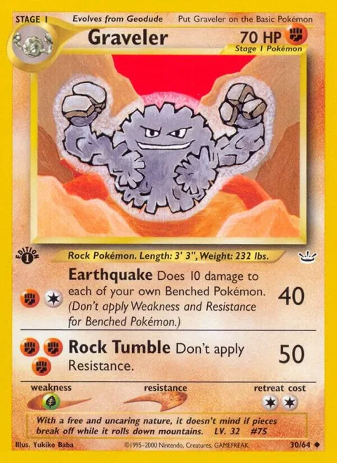 Graveler #30/64 Unlimited Pokémon card from Neo Revelation