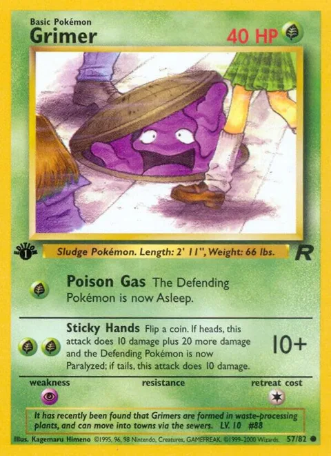 Grimer #57/82 1st Edition Pokémon card from Team Rocket