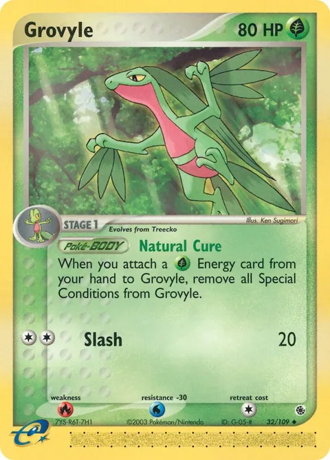 Grovyle #32/109 Reverse Holofoil Pokémon card from EX Ruby and Sapphire
