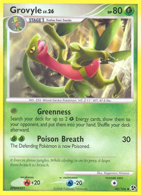 Grovyle #40/106 Reverse Holofoil Pokémon card from Great Encounters