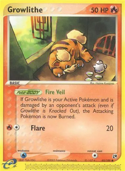 Growlithe #65/100 Reverse Holofoil Pokémon card from EX Sandstorm