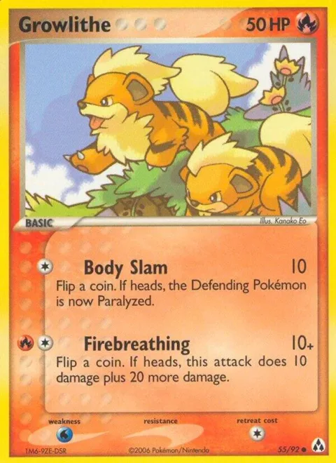 Growlithe #55/92 Pokémon card from EX Legend Maker
