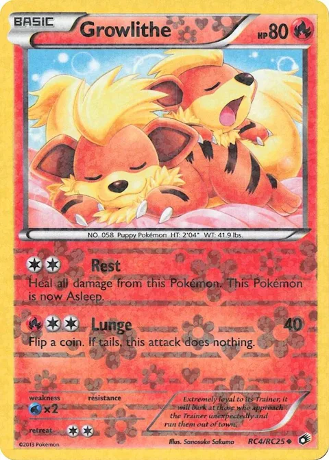 Growlithe #RC4/RC25 Holofoil Pokémon card from Legendary Treasures: Radiant Collection