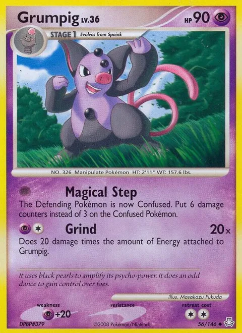 Grumpig #56/146 Reverse Holofoil Pokémon card from Legends Awakened