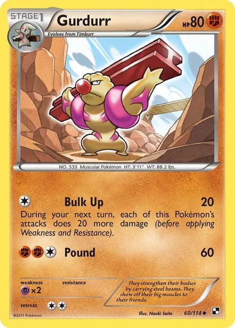 Gurdurr #60/114 Pokémon card from Black and White