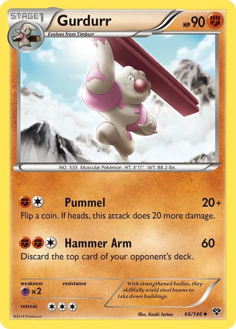 Gurdurr #66/146 Reverse Holofoil Pokémon card from XY Base Set