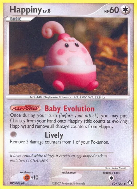Happiny #52/123 Pokémon card from Mysterious Treasures