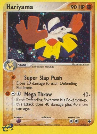 Hariyama #8/109 Reverse Holofoil Pokémon card from EX Ruby and Sapphire