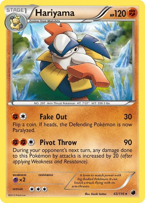 Hariyama #63/116 Pokémon card from Plasma Freeze