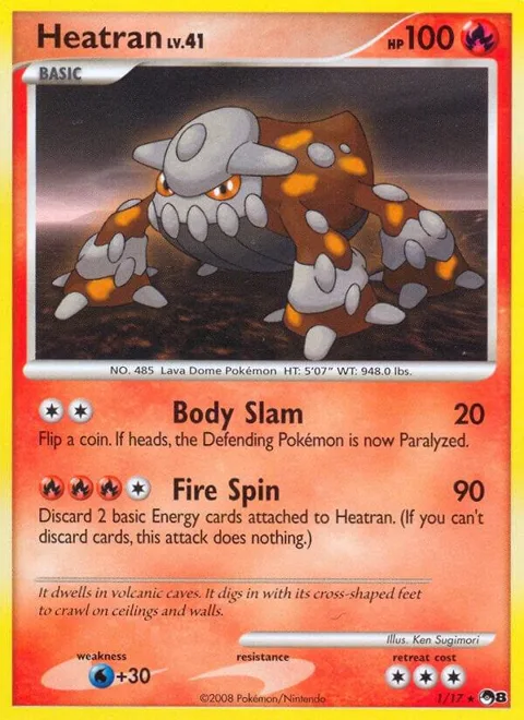 Heatran #001/017 Pokémon card from POP Series 8