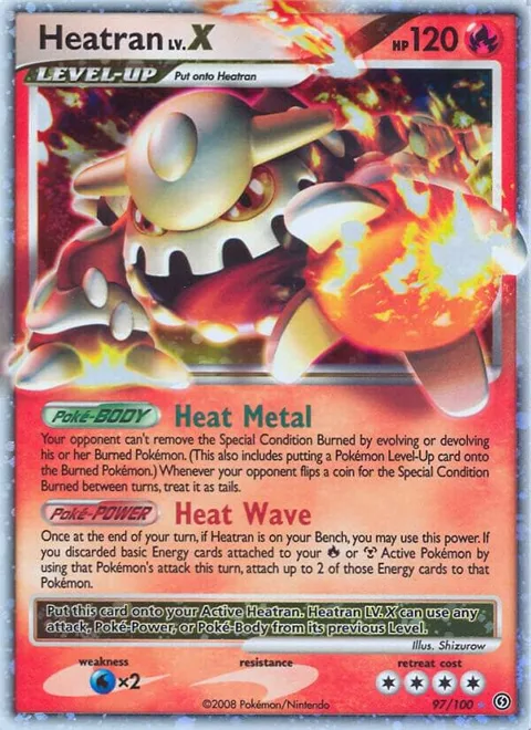 Heatran LV.X #97/100 Holofoil Pokémon card from Stormfront