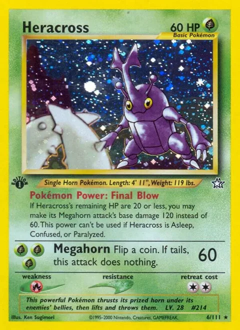 Heracross #006/111 1st Edition Holofoil Pokémon card from Neo Genesis